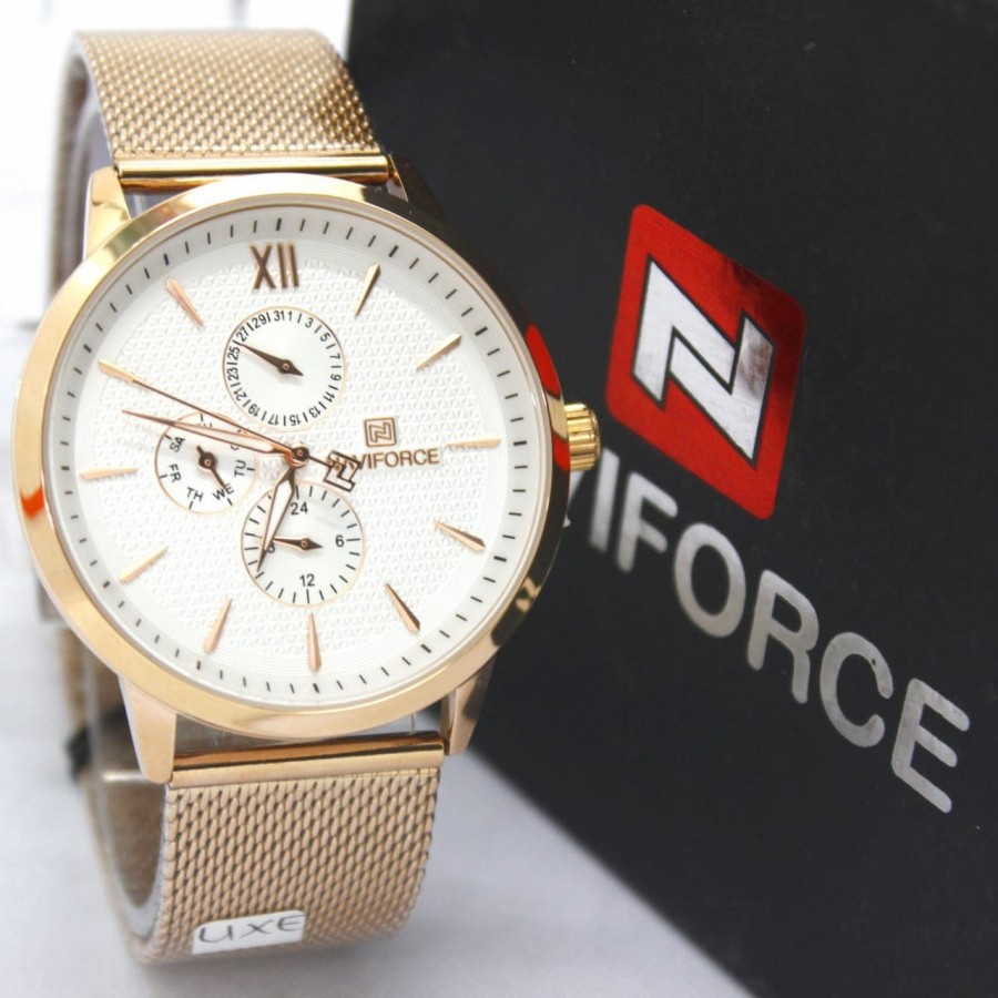 JAM TANGN PRIA NAVIFORCE 3003 ORIGINAL RANTAI PASIR CHRONOGRAPH