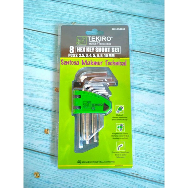 TEKIRO 8PCS SET Kunci L Pendek Hex Key Plat Flat Short 8 PCS