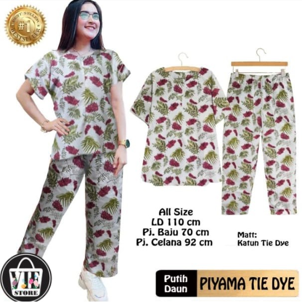 Fashion Wanita PIYAMA TIE DYE/1 Set/Pakaian Wanita/Piyama Tidur Wanita/Baju Tidur/Piyama Wanita Leng
