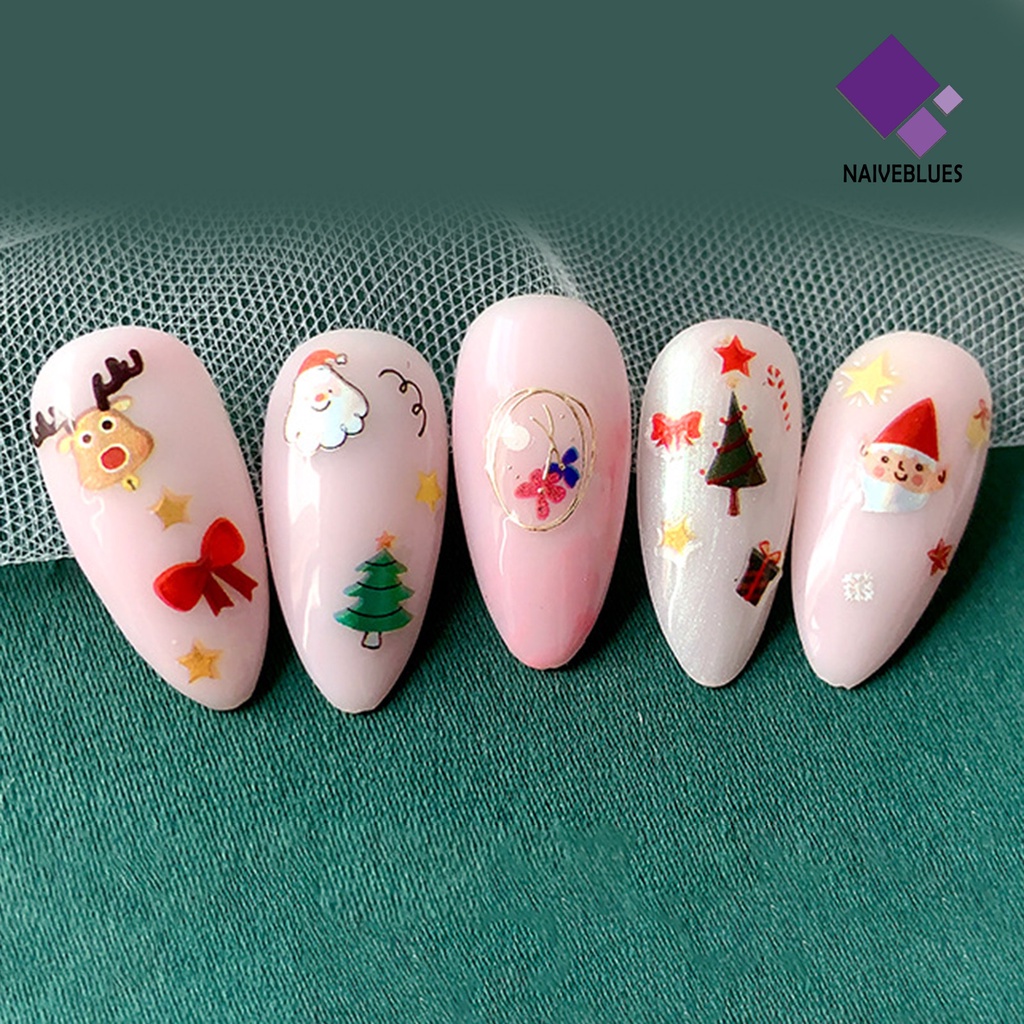 Naiveblue &gt; Stiker Kuku Motif Kartun Natal Untuk Nail Art