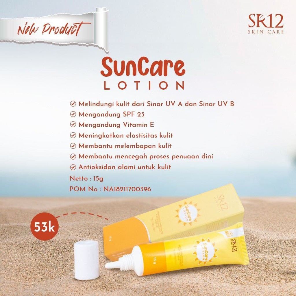 SUNCARE SUN CARE LOTION SR12 15gr SUNBLOCK Sunscreen SPF 25 Anti UV Pelindung Matahari BLILA