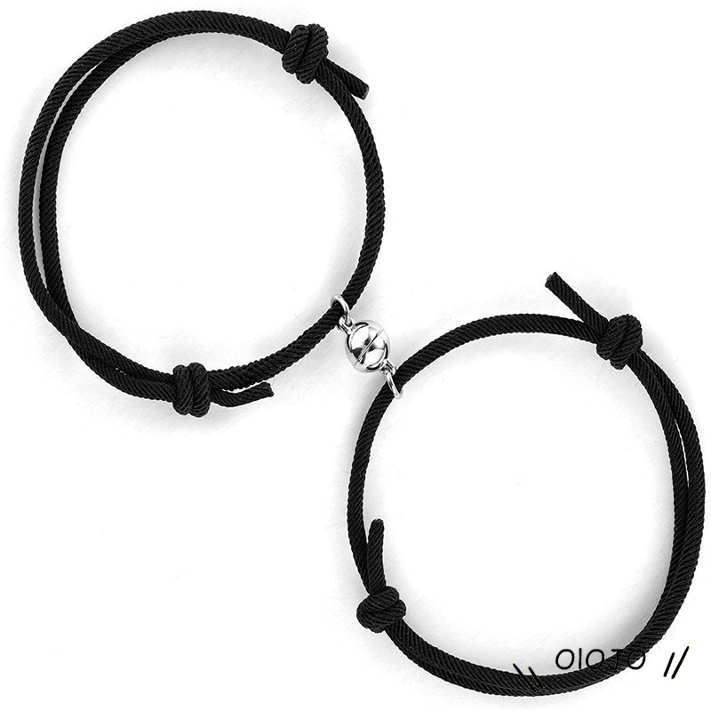 2 Pcs Gelang Cinta Pasangan Tali Kepang Magnetik Gaya Cina Untuk / Pria / Wanita - ol