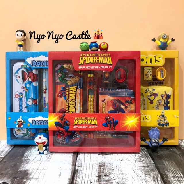 

Stationary Set Large 7in1 Peralatan Tulis Tempat Pensil Anak + Dompet Koin Minion Spiderman Pony