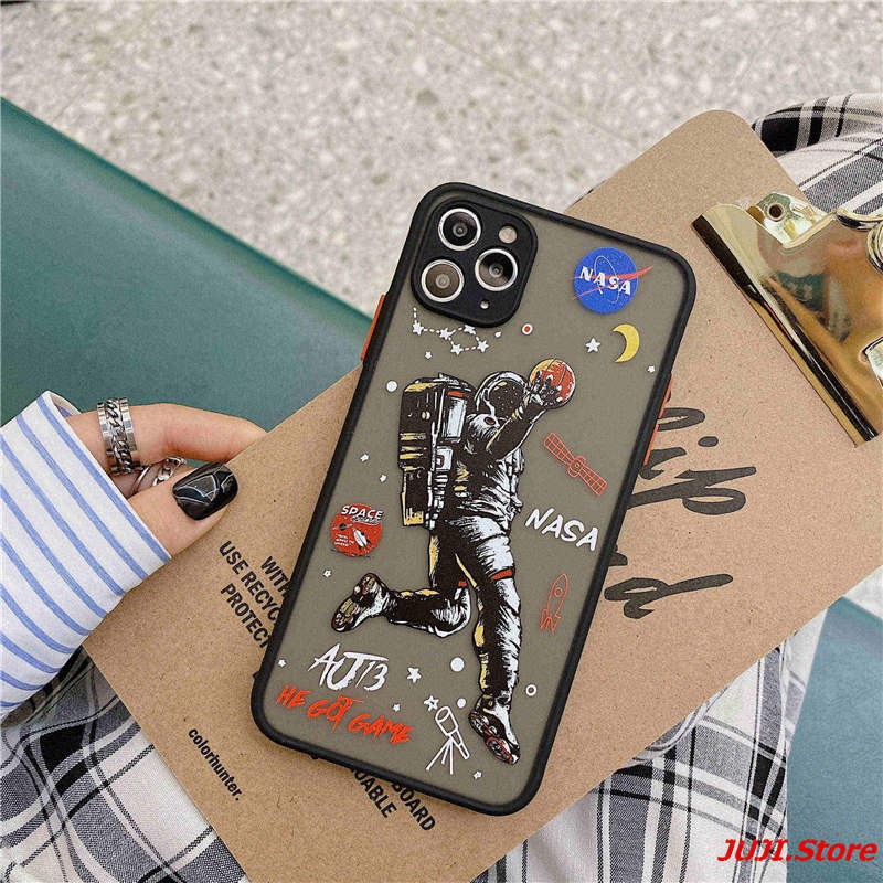 Luxury astronaut Case iphone 11 pro max X XR 7 8 6 6s Plus XS Max Frosted feel Case