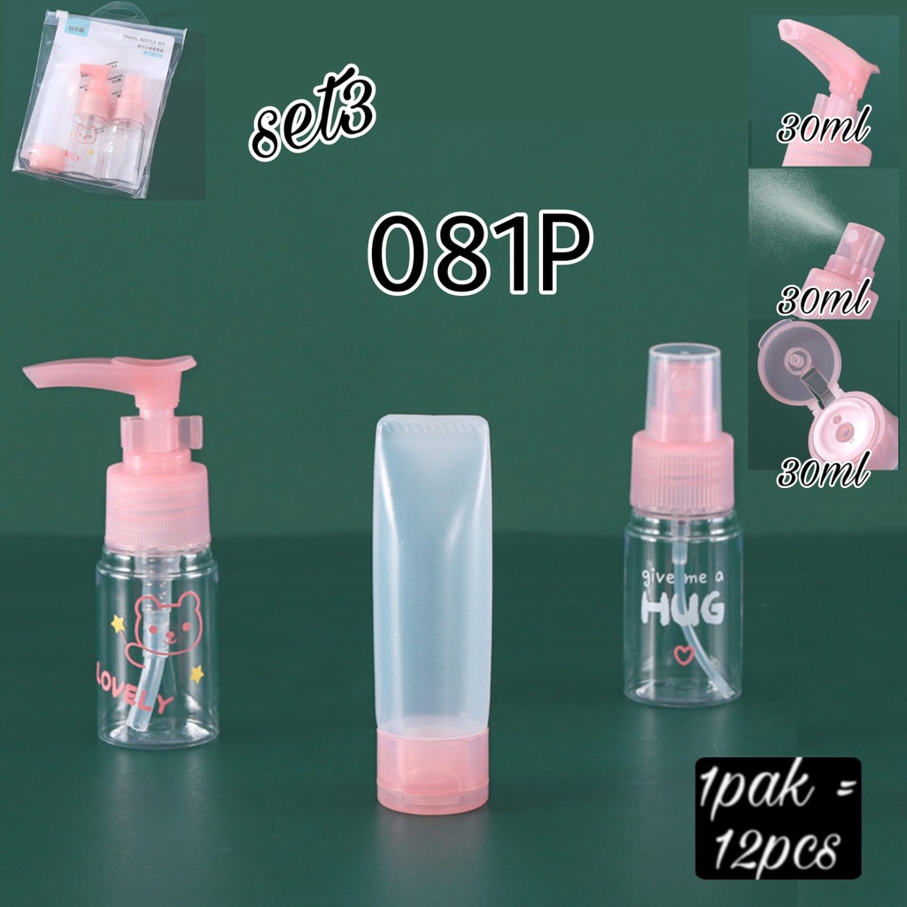 botol travel botol plastik botol refill 30ml set 3pc 081
