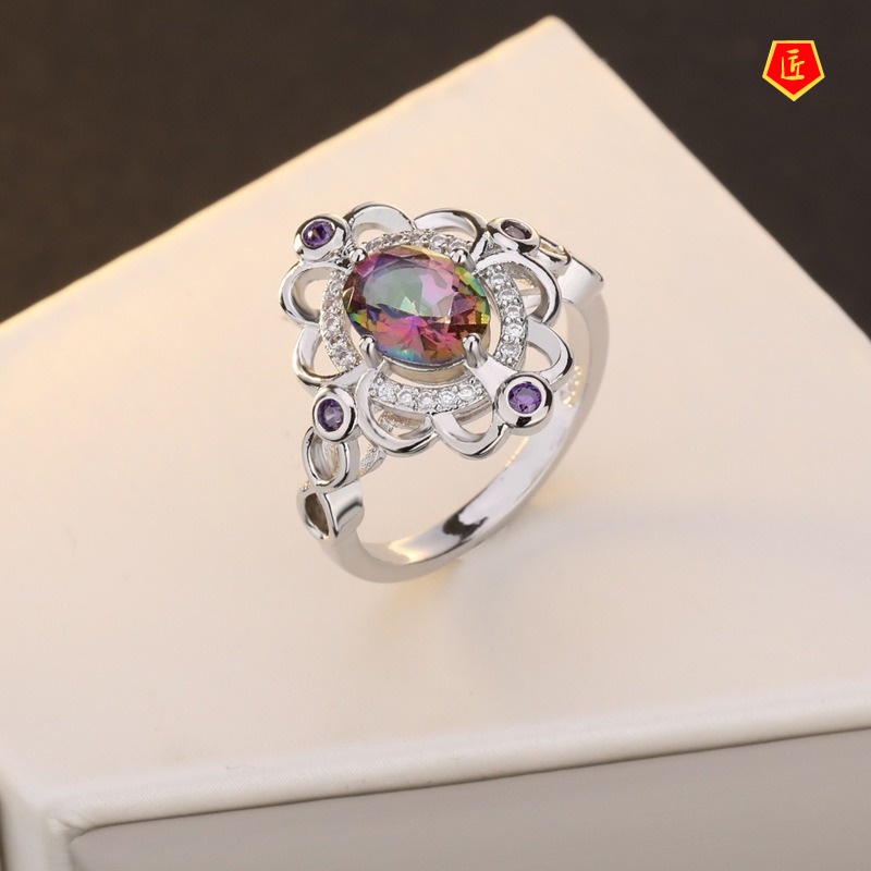 [Ready Stock]Colorful Topaz Ring Creative Diamond Fashion