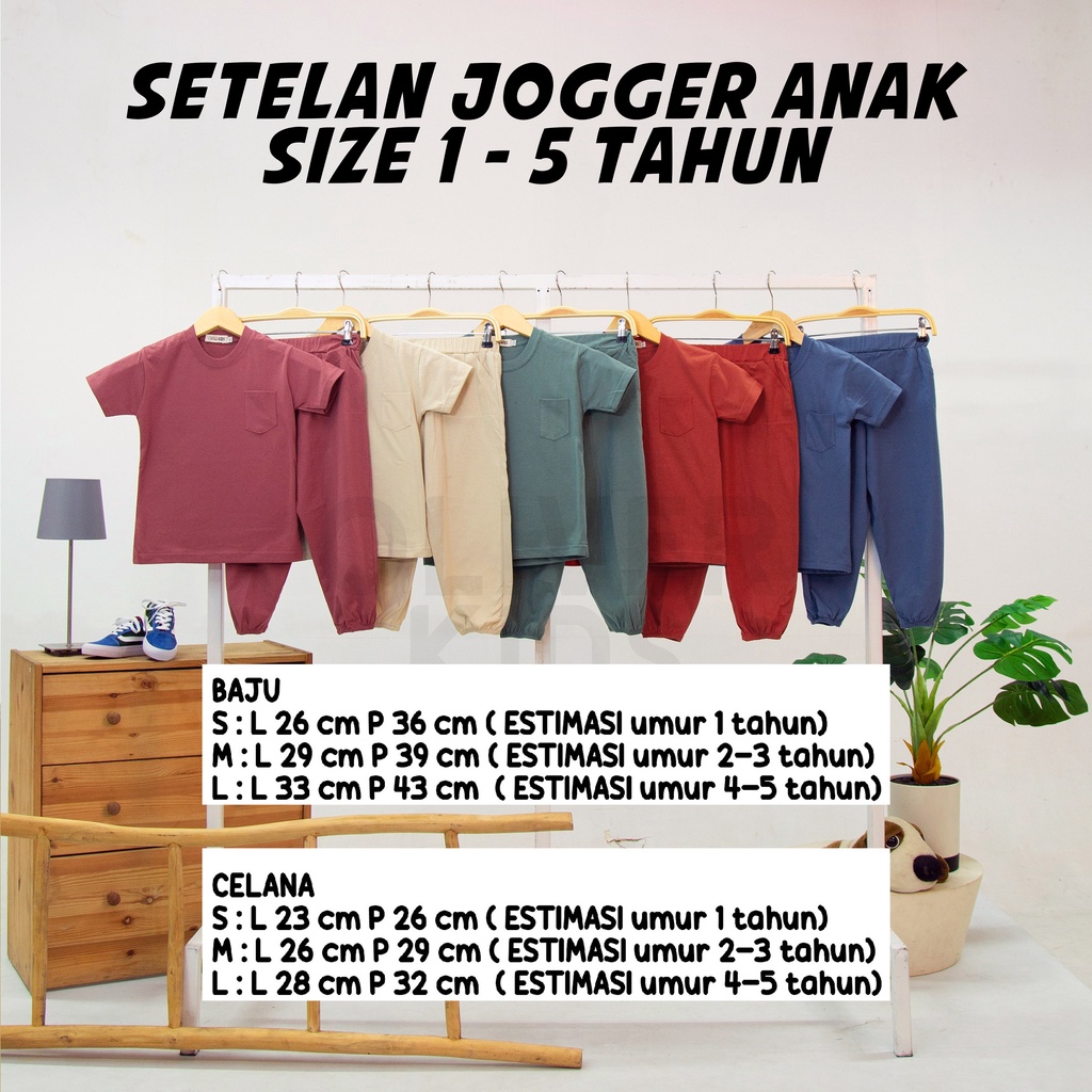 OliverKids Setelan Anak 1-5 Tahun Setelan Kiano Pocket Anak Celana Jogger Dan Baju Anak Polos Katun Combed One Set Henley Tee Setelan Pantai Anak-3