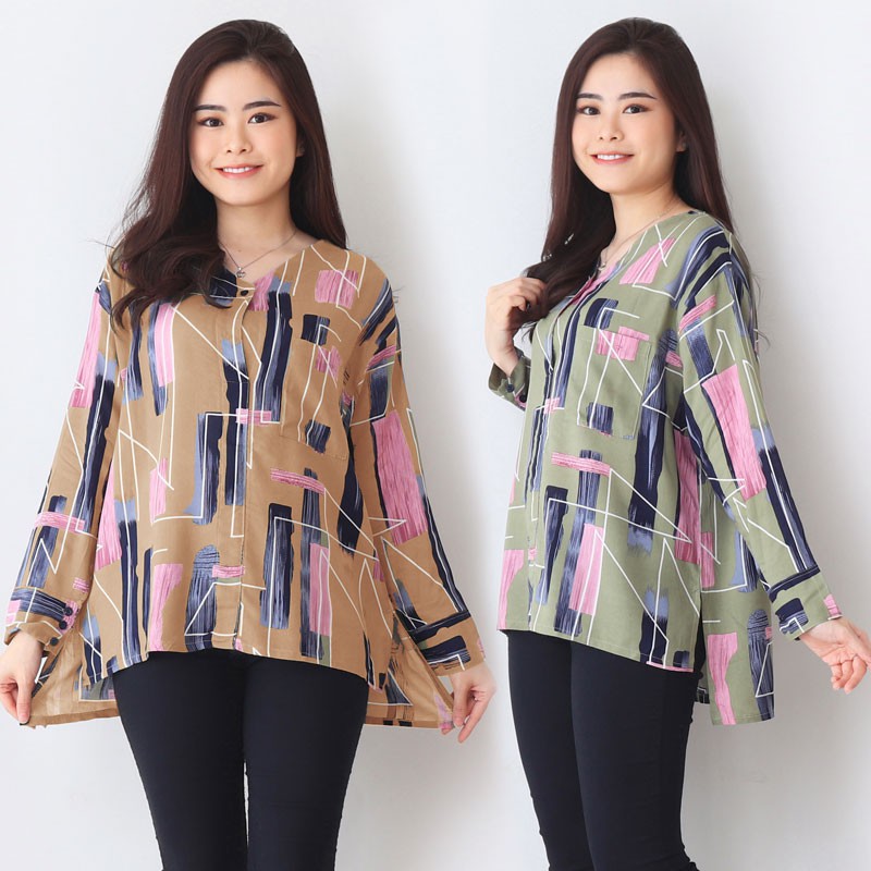 ARENA - V-Neck Bigsize Kemeja Wanita