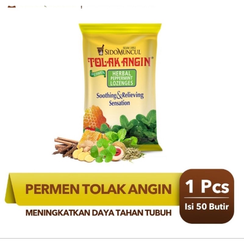 

Permen Tolak Angin (Isi 50 Butir) - Masuk Angin Tenggorokan Gatal