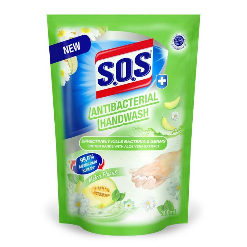 S.O.S Antibakterial Handwash Melon Floral 300 ml / Sabun Pencuci Tangan