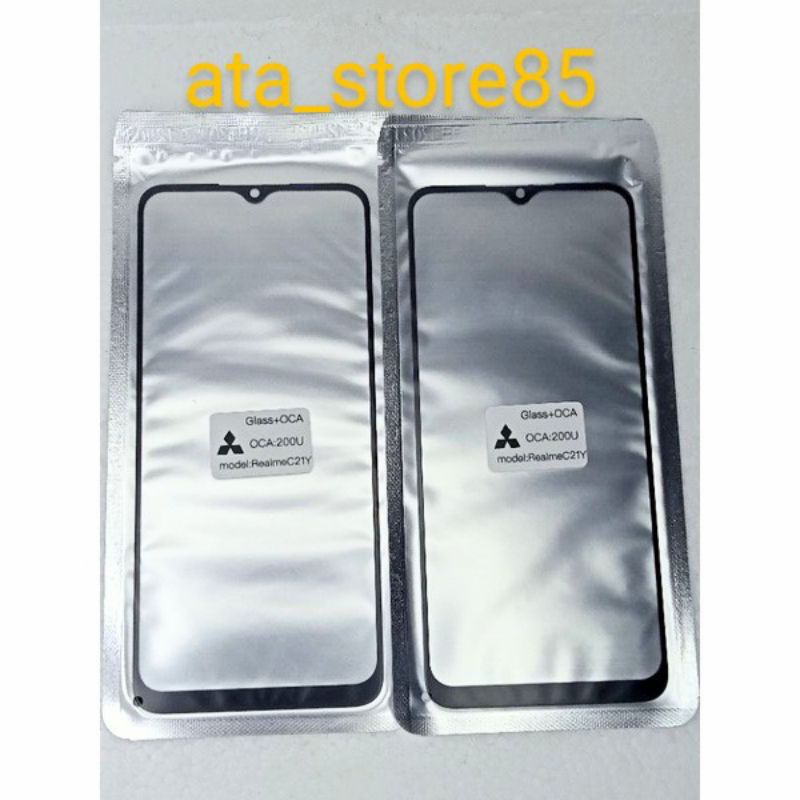 Kaca Depan Realme C21Y | C 21 Y Kaca LCD TS TC Touchscreen Glass LCD+Lem Plus Oca Kering Original