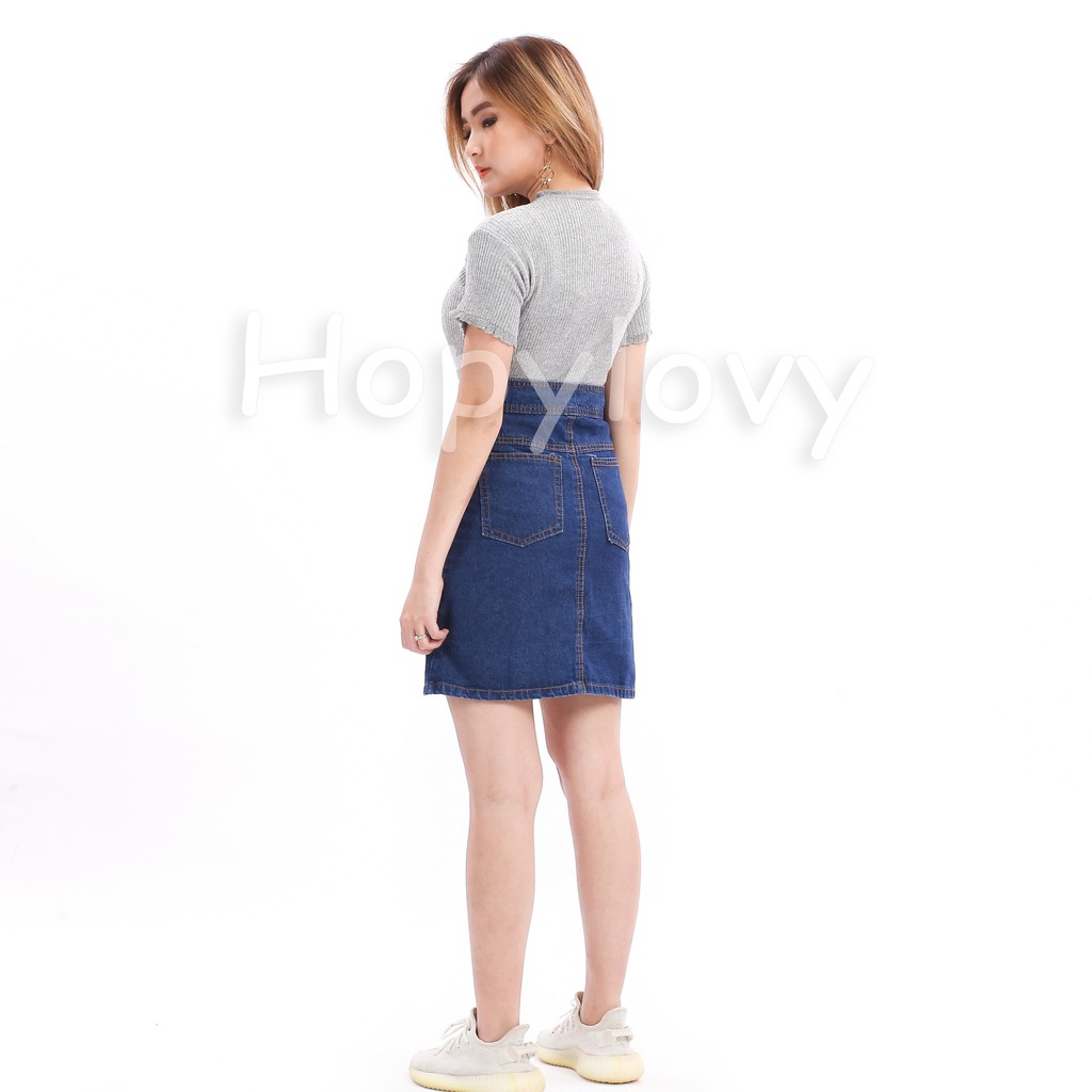 HOPYLOVY - Rok Jeans Pendek Wanita Front Pocket Muniko