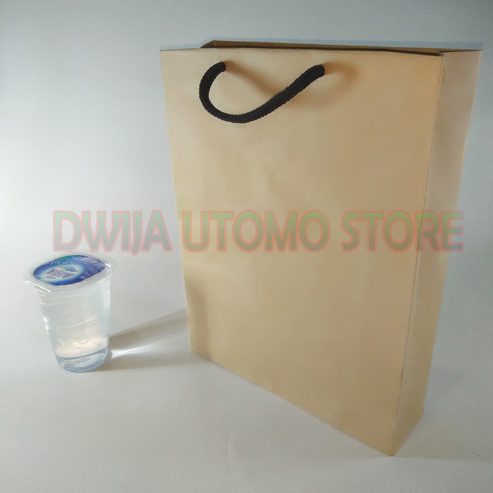 

Paperbag, Tas Kertas Kraft Coklat ukuran 22x7x27 per pack (100pcs)