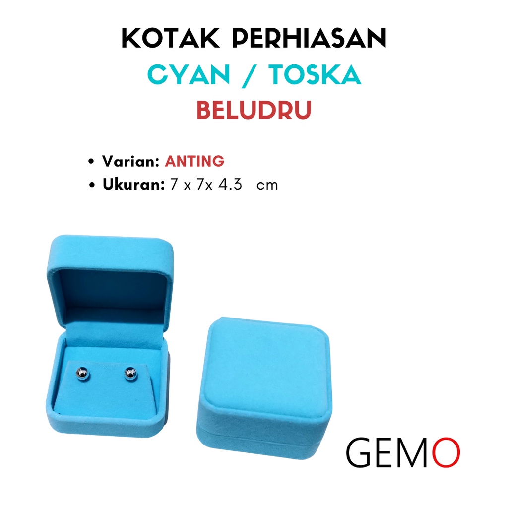 Kotak Perhiasan Warna Toska / Cyan Beludru Set / Cincin / Liontin / Gelang / Kalung Koye / Jewelry Box Unik Lucu untuk Tempat Wadah Seserahan / Akad Pernikahan / Hantaran Tunangan Harga Paling Murah cocok untuk Aksesoris Emas Berlian/ Perak Permata