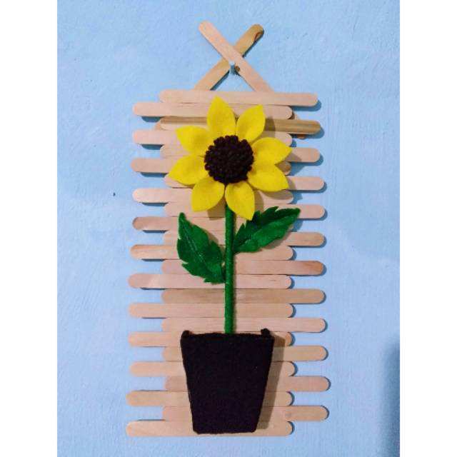 Hiasan Dinding Bunga Matahari Bunga Terbuat Dari Kain Flanel Dan Stick Ice Cream Shopee Indonesia