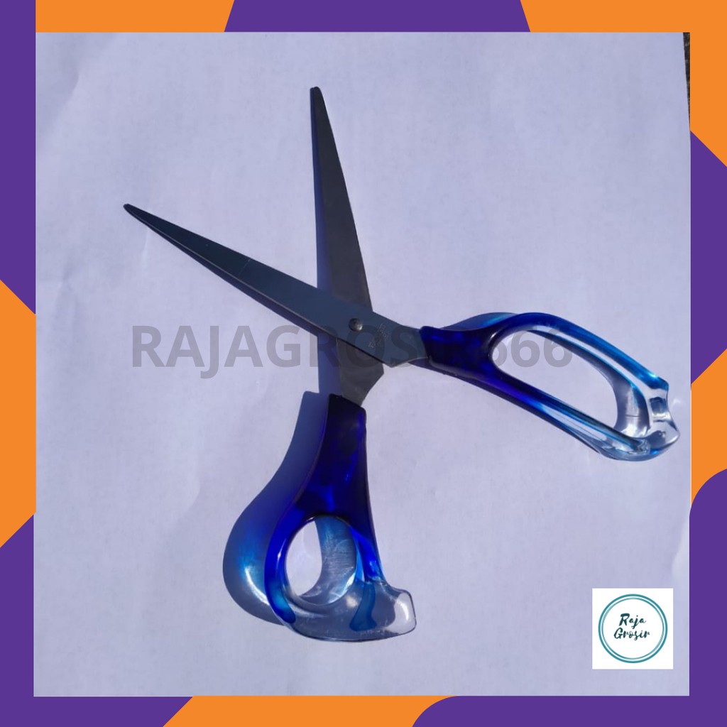 

gunting 8 inch stainles steel gradasi biru rambut termurah glory korea COD alat tulis kantor termura