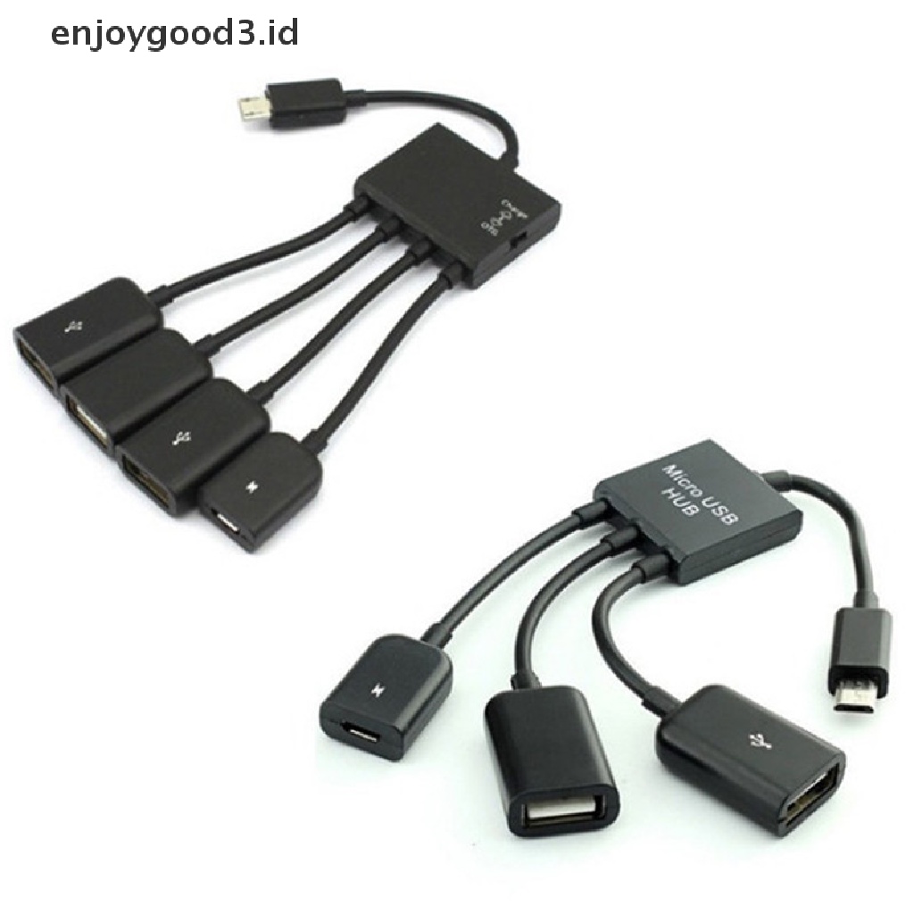 Kabel Data / Charger Otg 3 / 4 Port Micro Usb Untuk Android