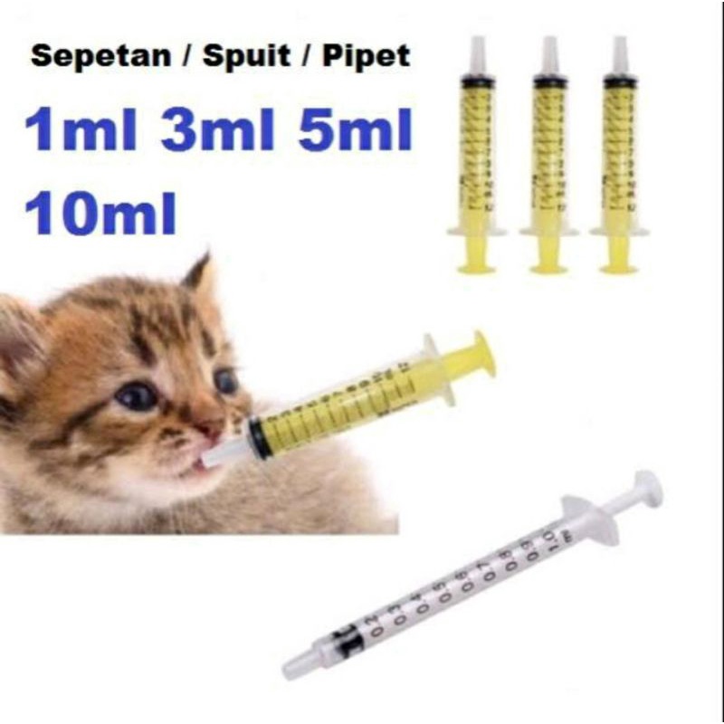 Sepetan/Spuit lolohan 1ml/3ml/5ml/10ml untuk minum obat kucing