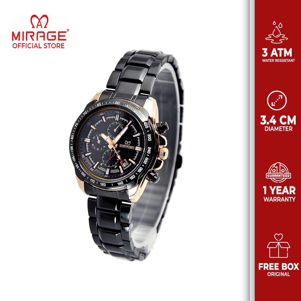 Mirage Jam Tangan Mirage Miragewatch Jam Tangan Wanita Mirage 8305L Black RoseGold pH Model Terlaris