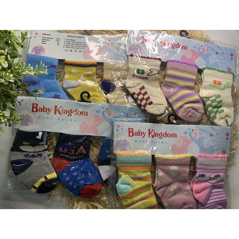 Baby Kingdom Baby Socks 3in1 | Kaos Kaki Bayi 0-6bulan