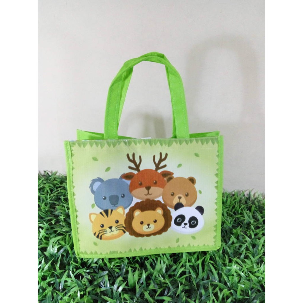 Tas Ultah Anak Animal / Goodie Ulang Tahun Animal / Tas Souvenir Ulang Tahun Binatang Lucu Murah tebal hijau souvenir animal asemka JAKARTA TERLARIS