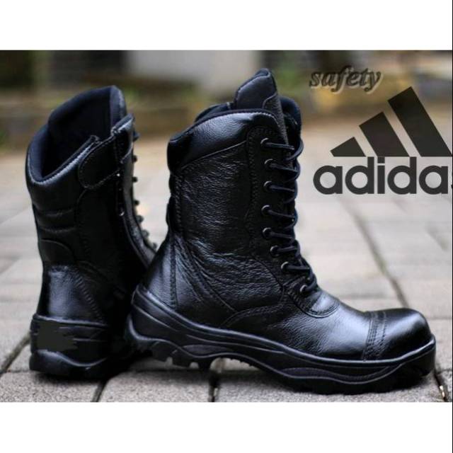 TS Sepatu PDL Polri TNI Kulit Asli Import Adidas Safety Pria Kerja Cowok Murah Grade Original