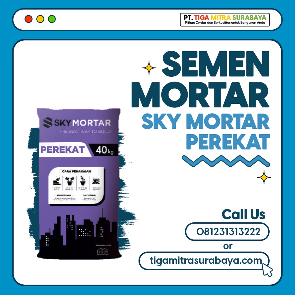 Semen Mortar Perekat Bata Ringan // Sky Mortar @40 Kg