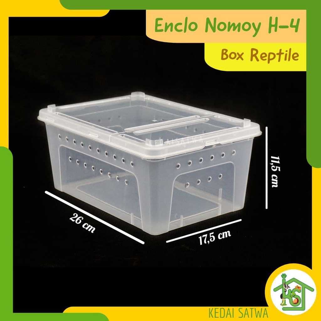 Kotak Reptil Enclo H4 Reptile Tarantula Vivarium gecko Feeding Box Kandang Reptil Kura-Kura | Besar 