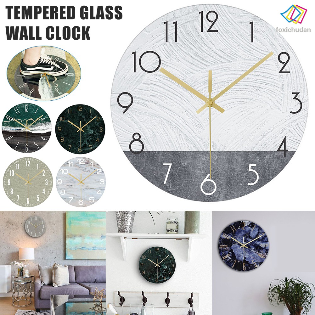 Fcd 12 Inch Tempered Glass Wall Clock Silent Non Ticking Battery Operated Modern Wall Clock For Home Office Decor Shopee Indonesia