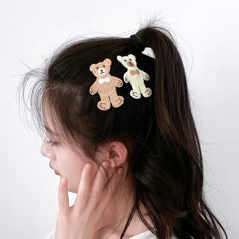 Jepit Rambut Rajut Beruang Untuk Wanita Lucu Kekinian Korean Fashion Hairpin Import