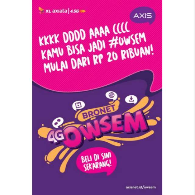 Paket internet Axis 4G owsem 2 GB, 4 GB, 6 GB, 12 GB
