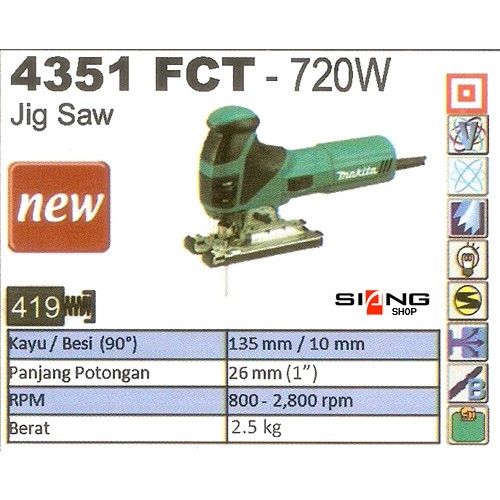 Makita 4351 FCT / 4351FCT Mesin Gergaji Jigsaw