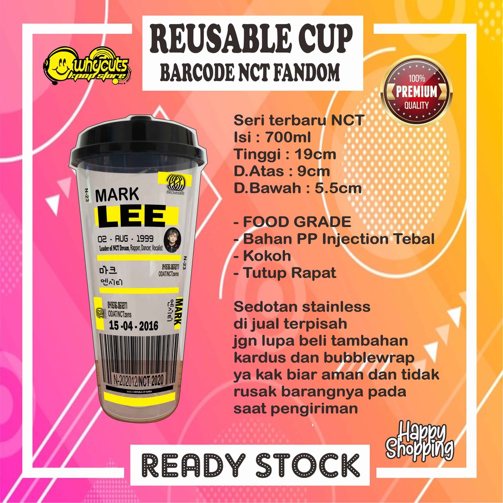 [BACA DESKRIPSI PRODUK DAHULU] REUSABLE CUP NCT BARCODE BARU (READY STOCK)