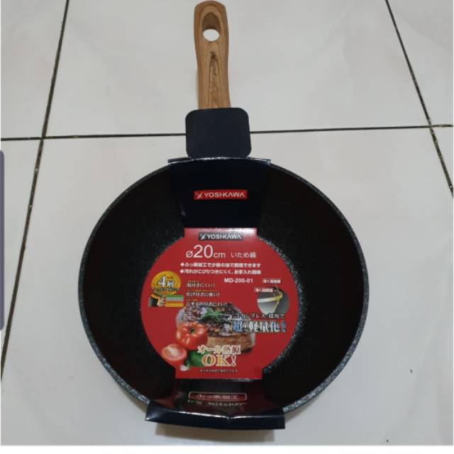 Wajan Wok Non Stick Marble D20cm Yoshikawa