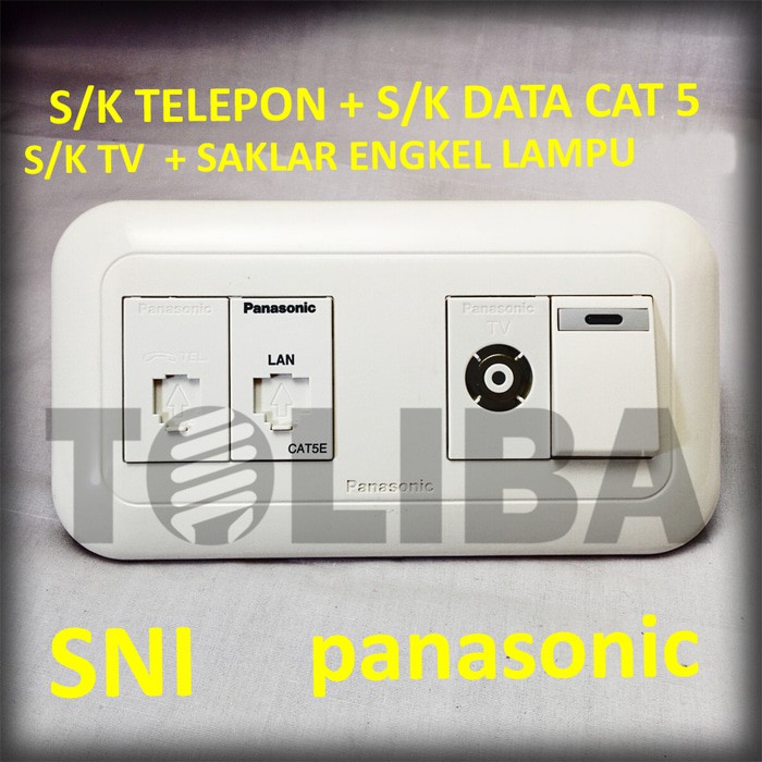 stop kontak telepon+stopkontak data+tv+ saklar engkel lampu panasonic