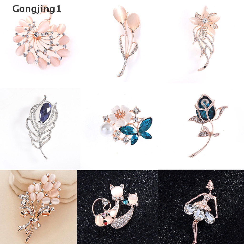 Gongjing1 1PC Bros Pin Kristal Berlian Imitasi Aksesoris Pakaian Wanita Untuk Hadiah