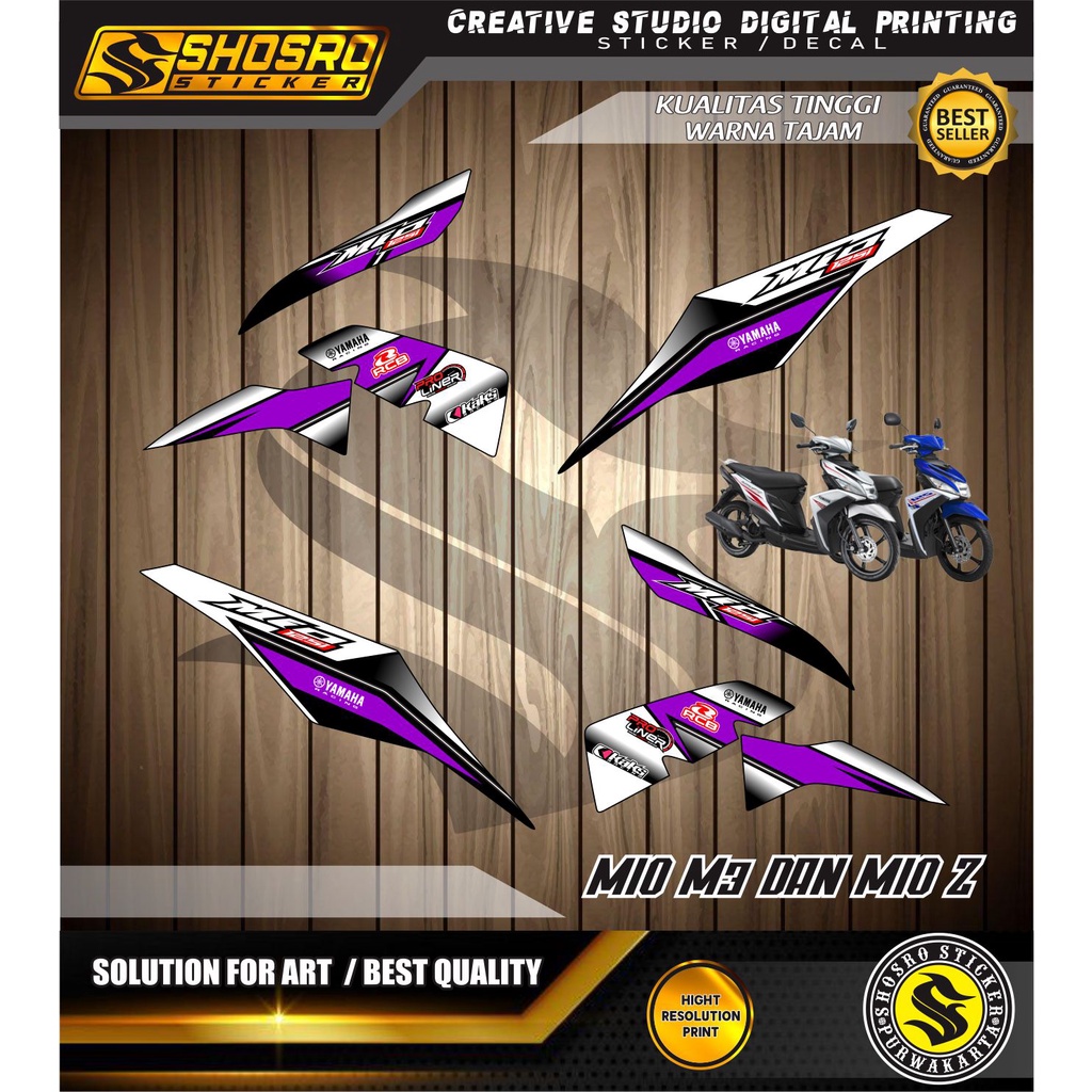 VARIASI STIKER COD-VARIASI MOTOR YAMAHA MIO M3 MIO Z STRIPING/STIKER PUTIH POLET UNGU RACING VARIASI