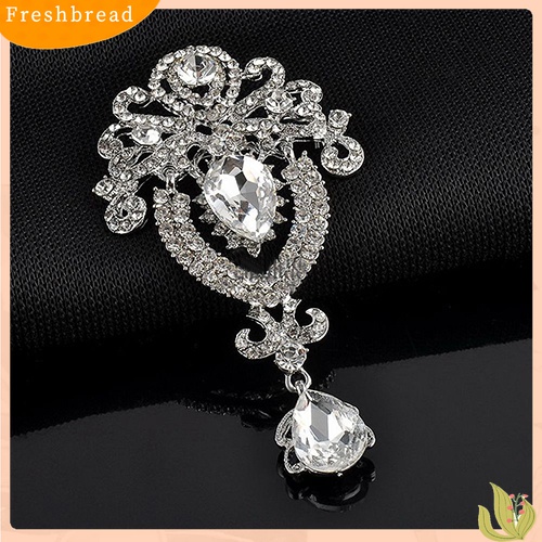 [ TERLARIS]Women Large Flower Bridal Crown Crystal Rhinestone Brooch Pin Jewelry Charm