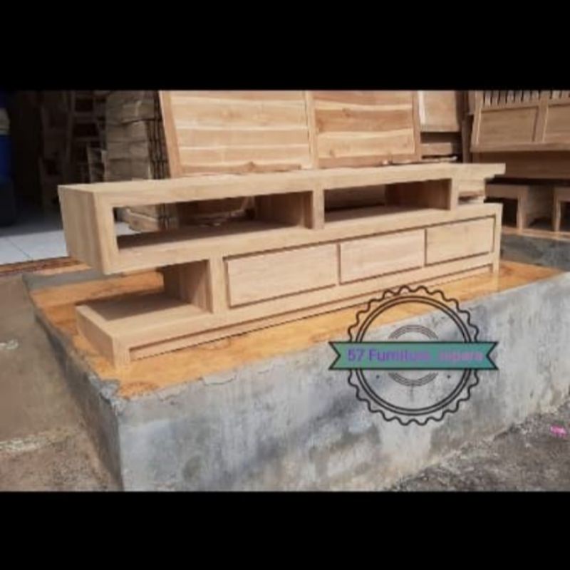 Bivet/bufet meja TV ruang tamu laci kayu jati mentahan