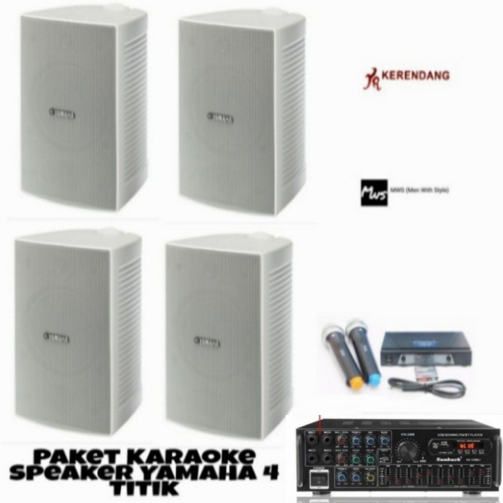 Paket Karaoke YAMAHA 6'5 Inch 4 titik+Ampli USB Bluetooth+Mic Wireless