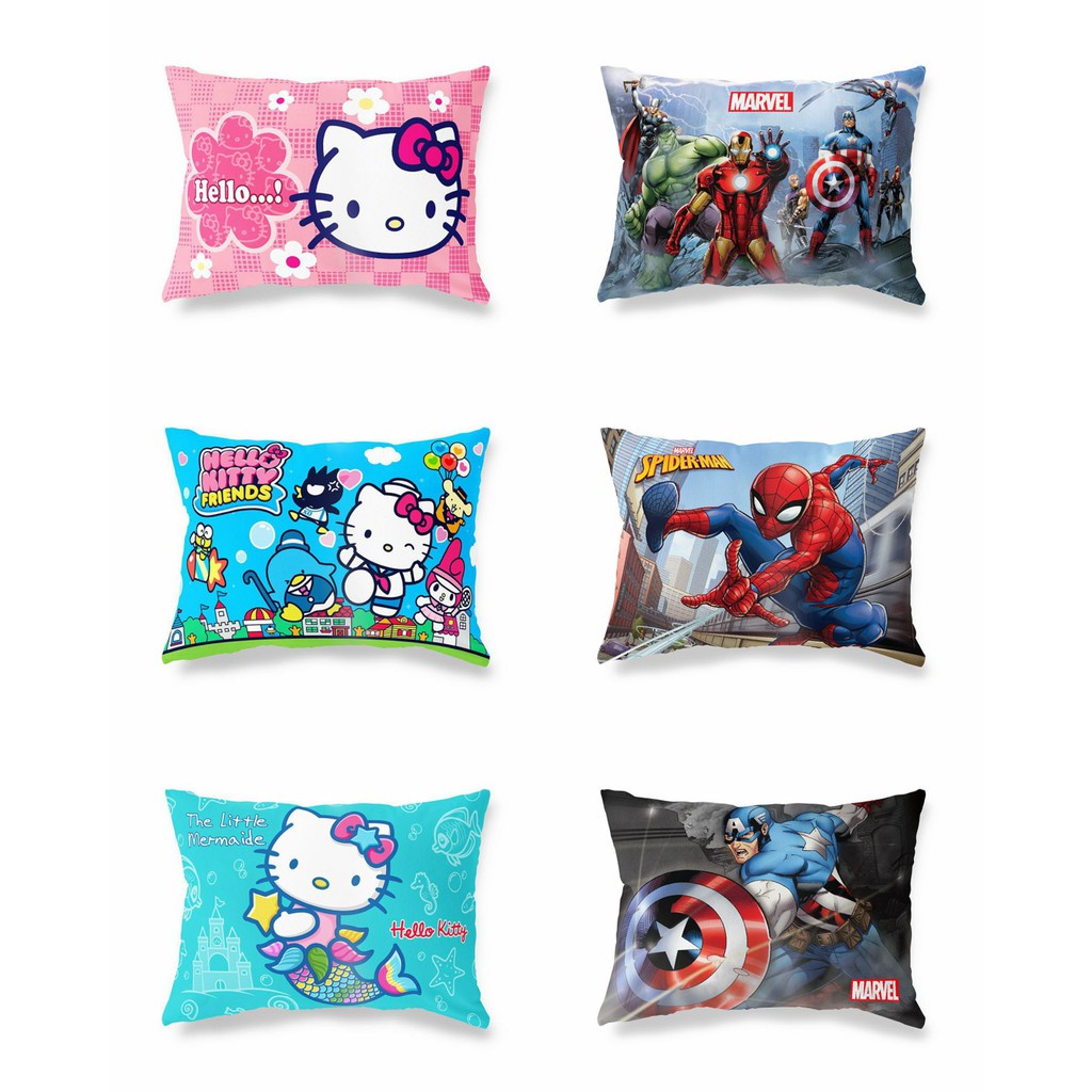 Sarung Bantal Tidur - Motif Hello Kitty - Marvel - Spiderman - Minimalis - FootBall - Cactus - Captain America - Hulk Ukuran 45x65cm