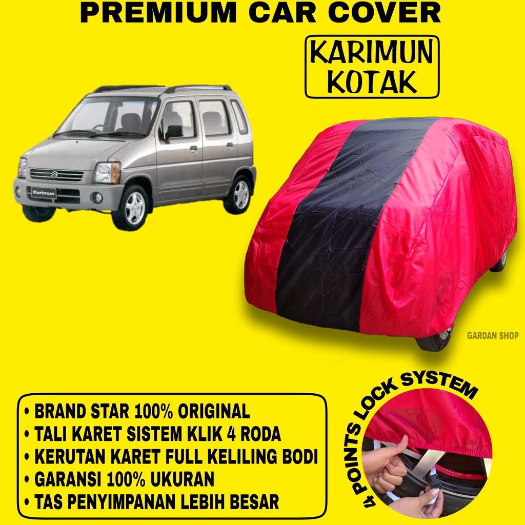 Body Cover KARIMUN KOTAK MERAH HITAM Penutup Bodi Mobil Karimun Kotak Waterproof PREMIUM