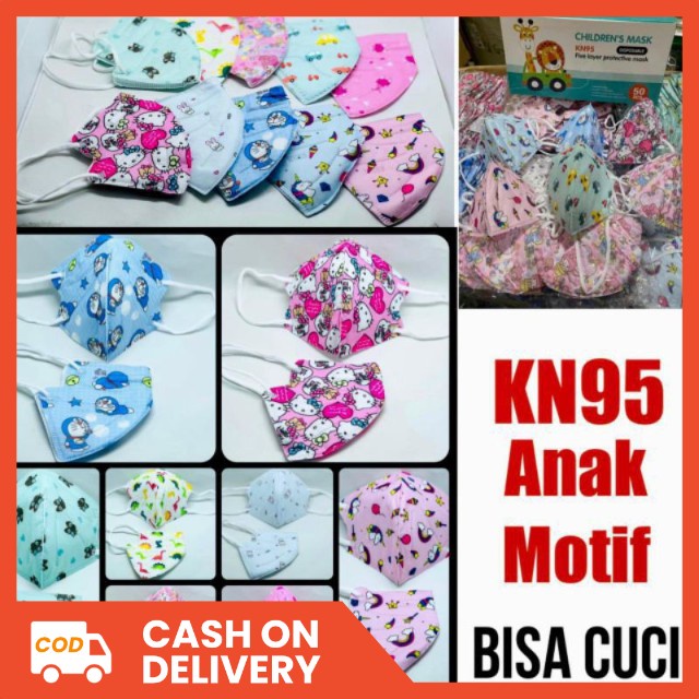Facemask Masker KN95 Anak 5Ply Bisa Dicuci Kemasan Satuan 1Pcs