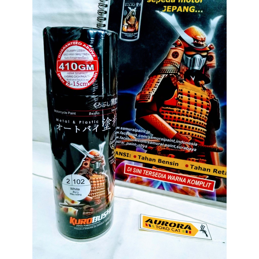 Pilox Pylox Samurai White 102 Putih Mengkilap Biasa Standart Standat Standar Solid Solit Cat Mobil