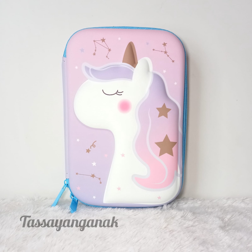 Tempat Pensil Unicorn Kotak Pensil Kuda Poni Tempat Pensil Motif Kartun Unicon 3d Bahan Eva