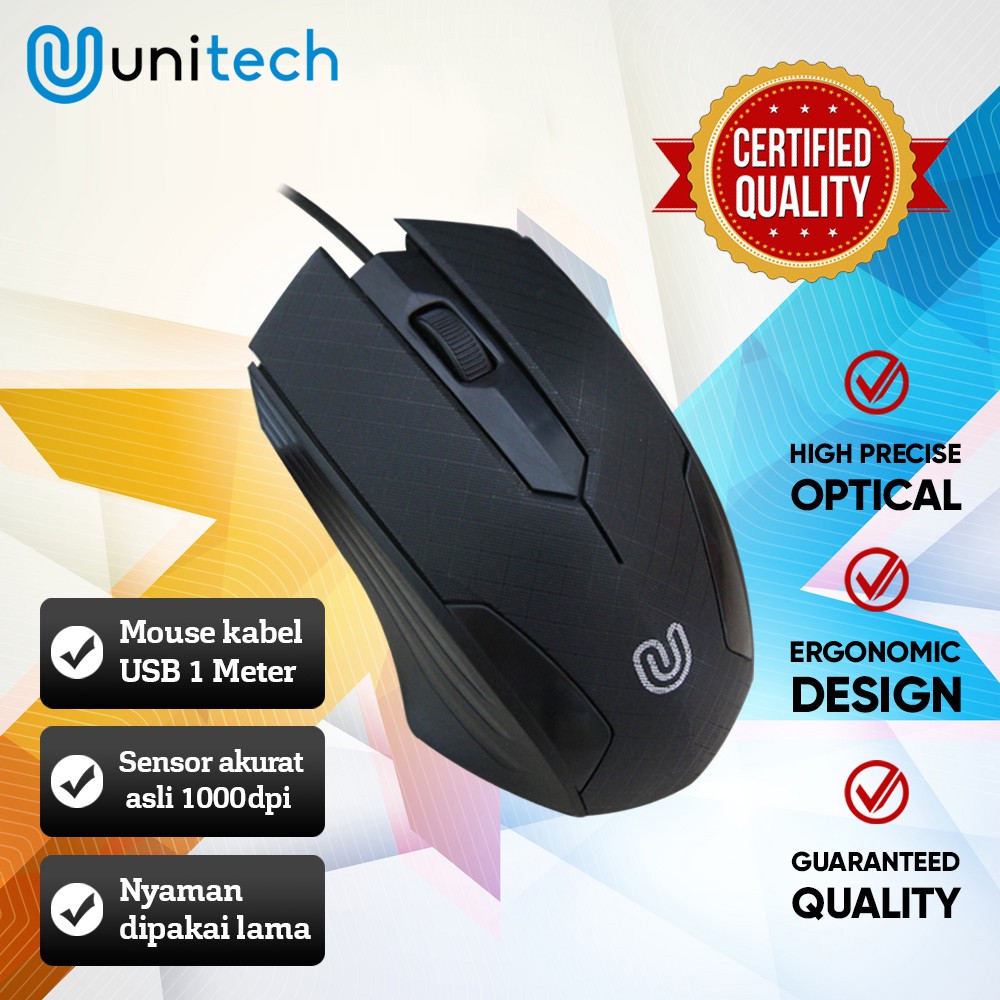 Optical Mouse Kabel USB G4 Unitech - Mouse Wired Kabel USB 1000DPI