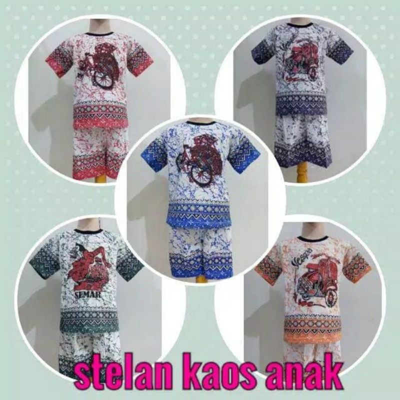 Kaos setelan anak batik/ setelan anak murah/ setelan anak wayang