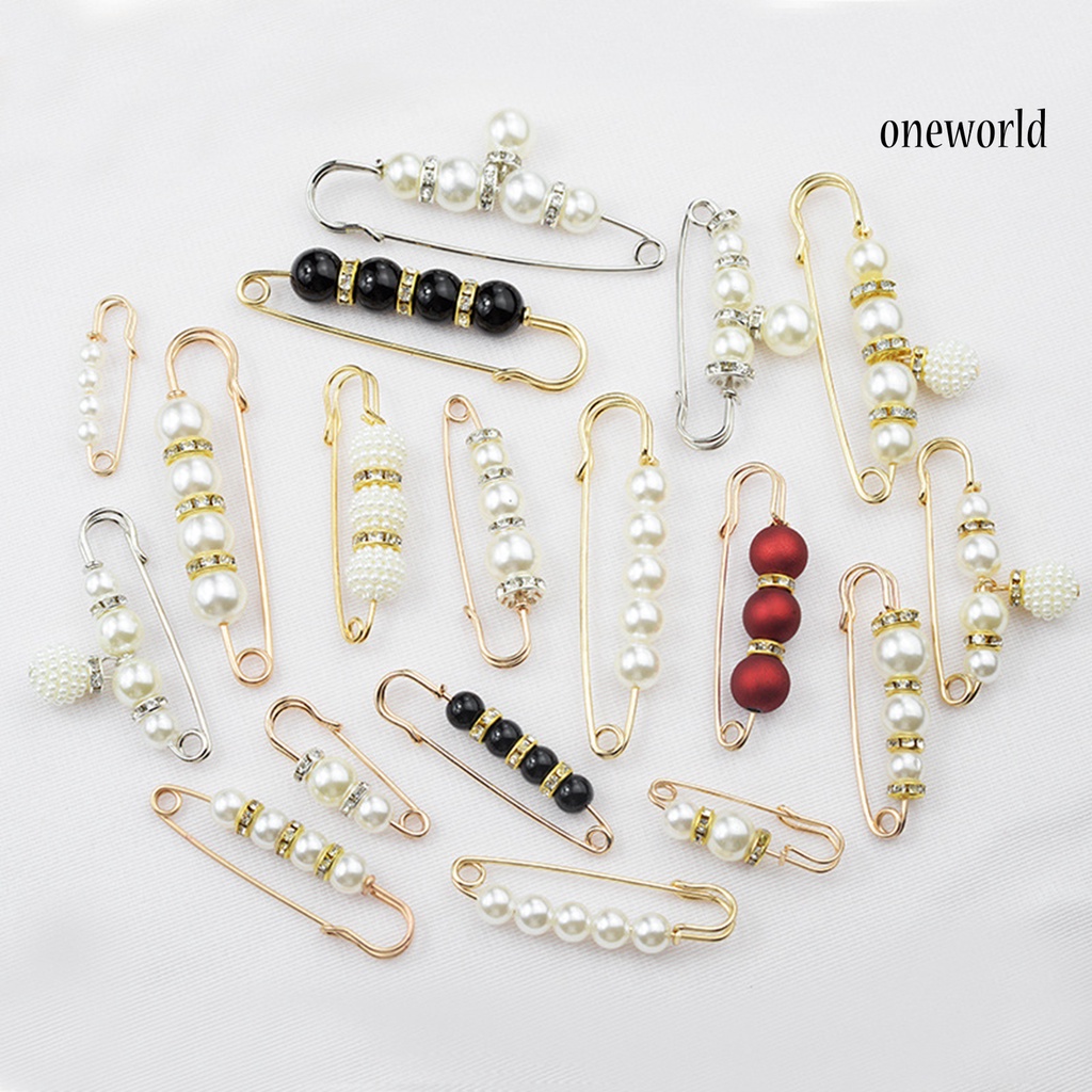 OW@ Safety Brooch Fine Workmanship Prevent Exposure Attractive Faux Pearl Women Safety Pin for Jewelry Craft