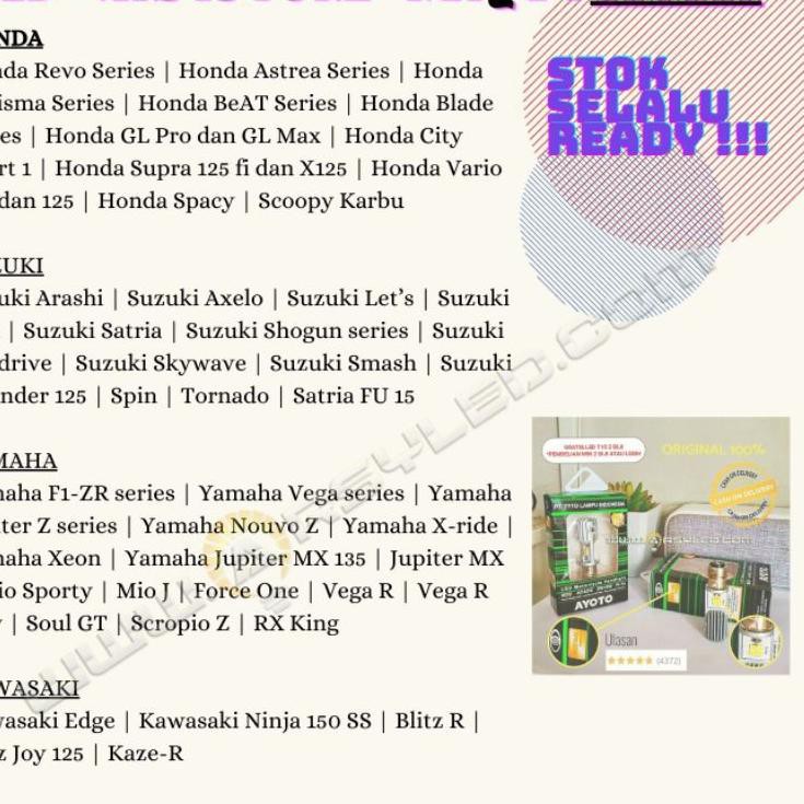 [KODE BARANG 74] Lampu Depan Motor LED TYTO AYOTO Utama Bebek Matic H6 T19 M2B / M2B PRO / M2A PRO A