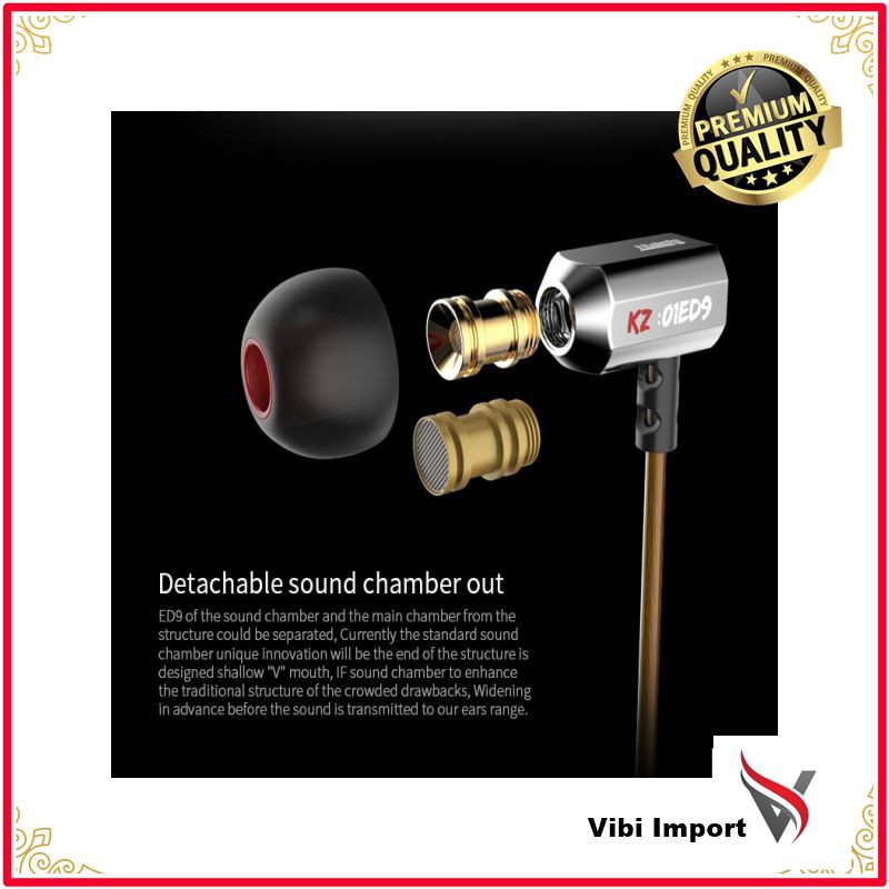 Terlaris KZ ED9 telinga earphone bass musik heavy ponsel headset demam HIFI seng paduan logam